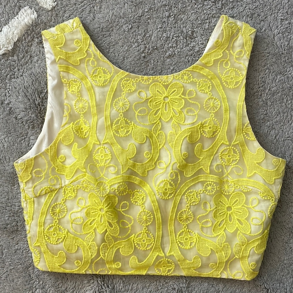 Lucy Paris Neon Yellow Embroidered Crop Top